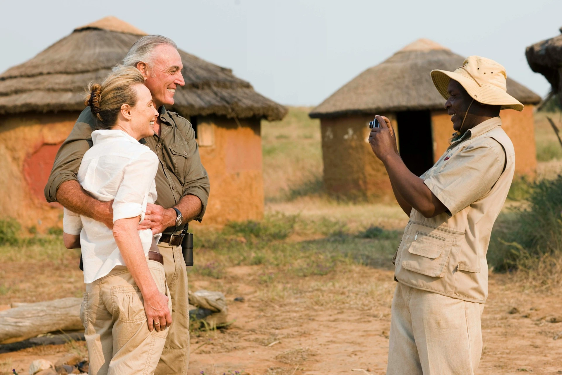 Safari guide leading a group in the wilderness